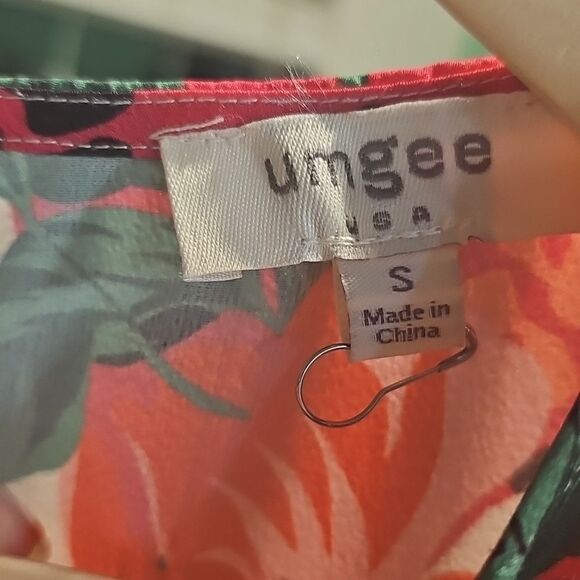 Umgee Mixed Print Crochet Ruffle Long Sleeve Dress Size Small - Picture 11 of 12